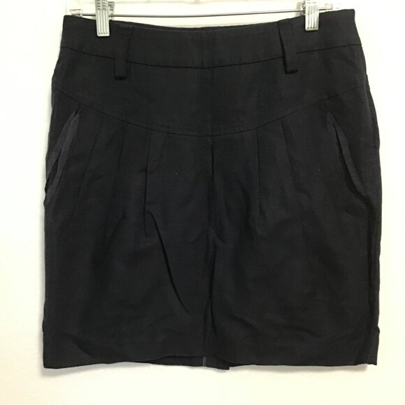 Brunello Cucinelli Navy Linen Blend Tulip Skirt Size 6 - Picture 1 of 11